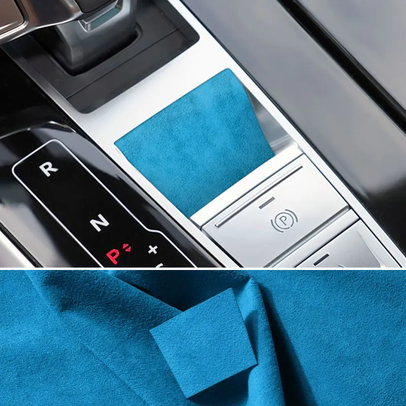 Made of Top Suede For Audi Sport FY Q8 4M Q7 S8 A8 D5 Center Console Handbrake Button Knob Trim Sticker Car Interior Accessories view 4