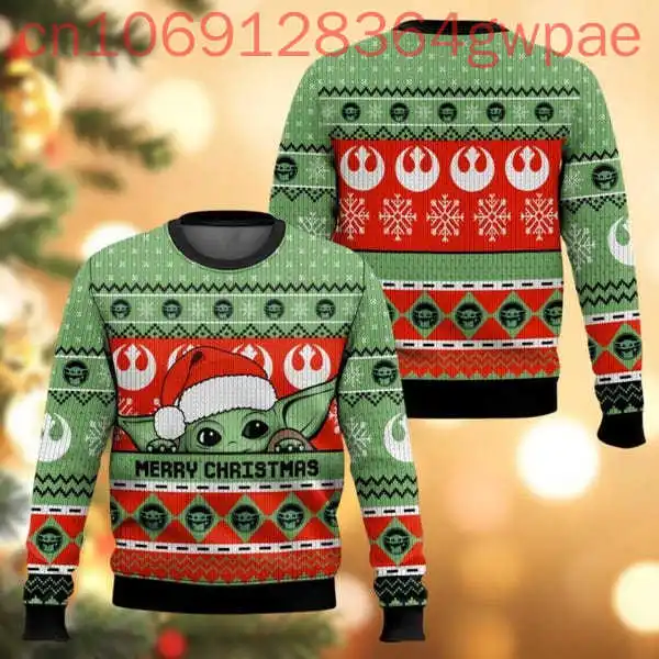 Disney Baby Yoda Ugly Christmas Sweater Sweater Family Merry Christmas Men and Women Sweater Movie Grogu Holiday Sweater