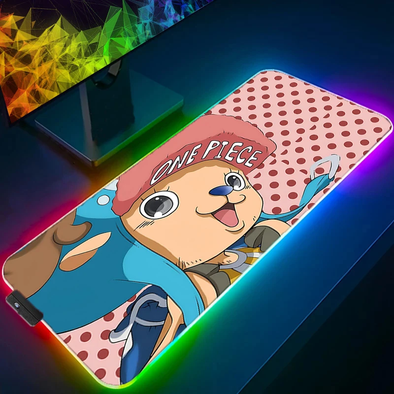 

RGB LED Mouse Pad Laptop Keyboard Pad Non-Slip Tablet Pad PC Accessories HD Mousepad One Piece Tony Tony Chopper Gaming Desk Mat