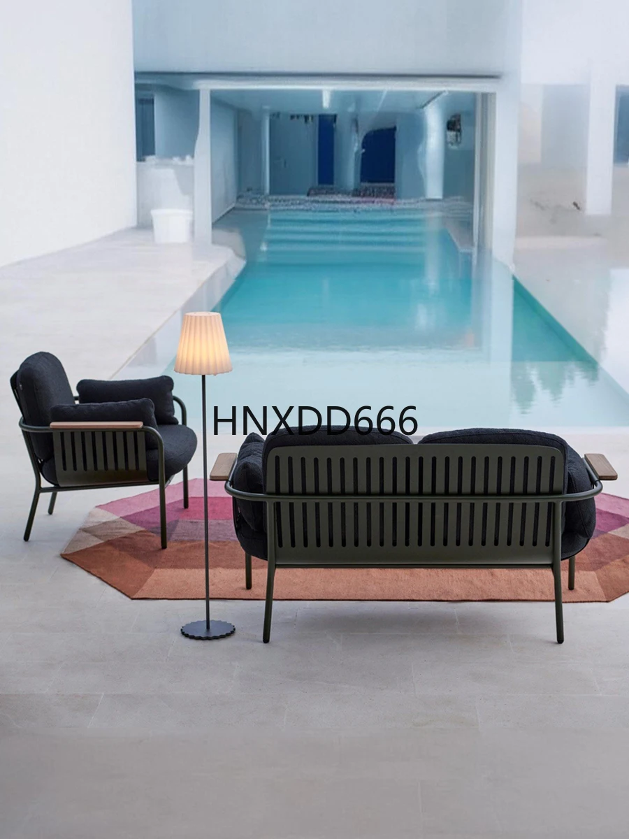 Combinación de mesa de centro para sofá al aire libre al aire libre, muebles impermeables y con protección solar