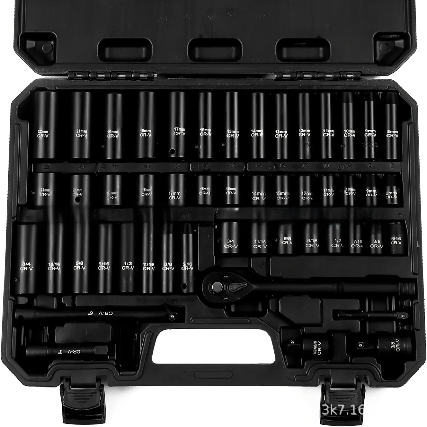 

Набор ударных торцевых головок 3/8 дюйма, 50 шт., с трещоткой, размеры SAE (от 5/16 до 3/4 дюйма) и метрические (от 8 до 22 мм) для обслуживания автомобилей