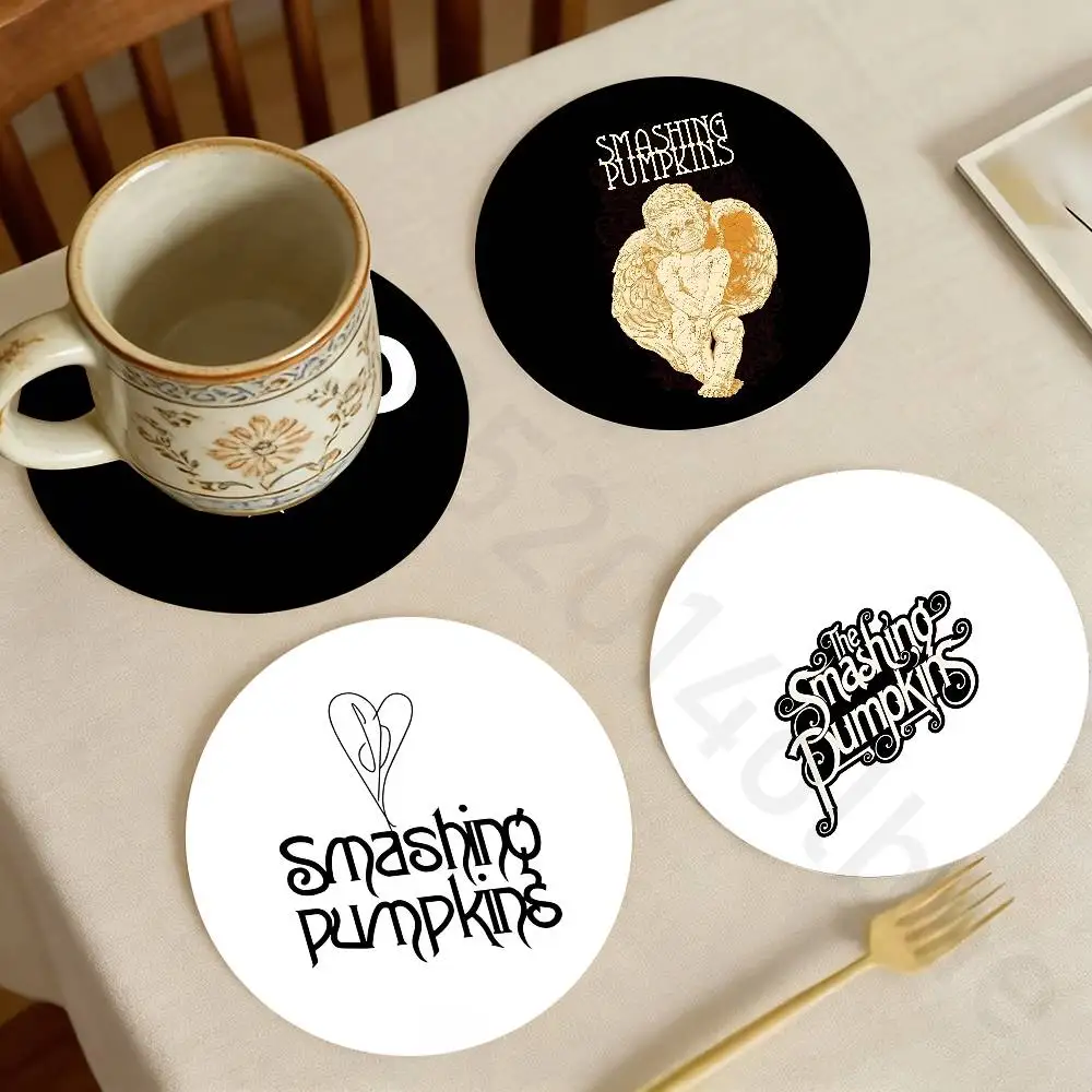 

S-Smashing Pumpkins Band Wooden Theme Desktop Heat Mats Home Decor Coffee Mug Coasters For Office Restaurant