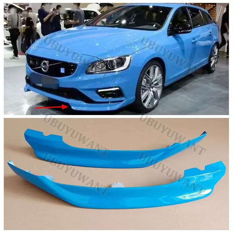 2PCS For Volvo V60 S60 (Sport) ABS Car Front Spoilers Improve Vehicle Stability Bumper Splitter Car Accessories 2014-2018 view 2