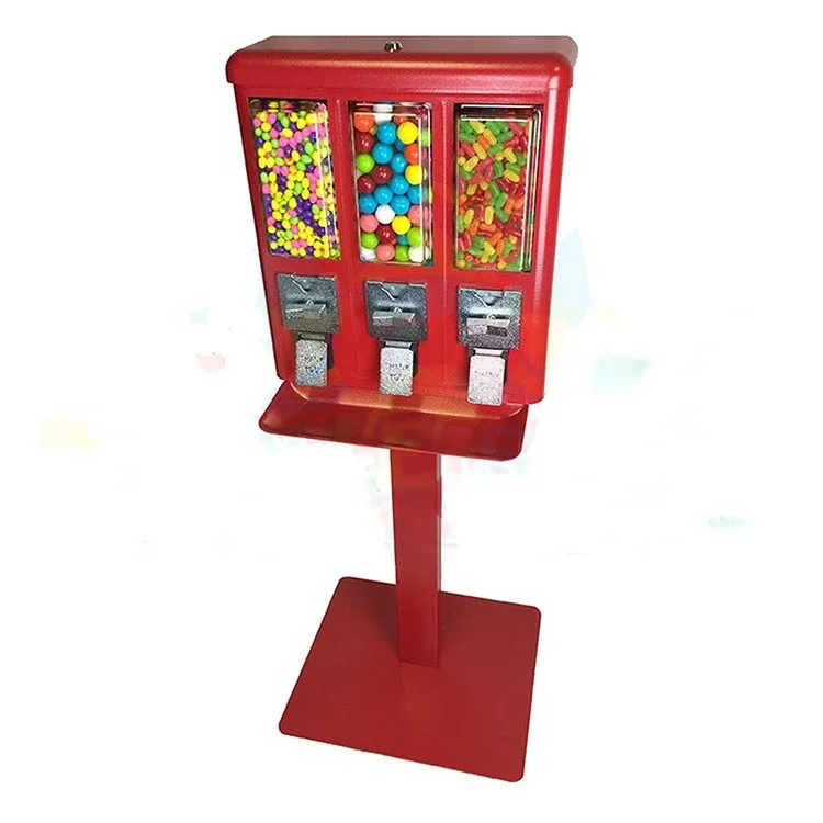 Wholesale price party supplier cotton dispensers nostalgia distribution automatique triple shop gumball candy vending machine