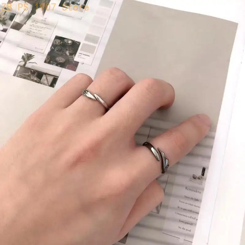 2Pieces Adjustable Black White Couple Rings Promise Rings for Friendship Lover 55KA