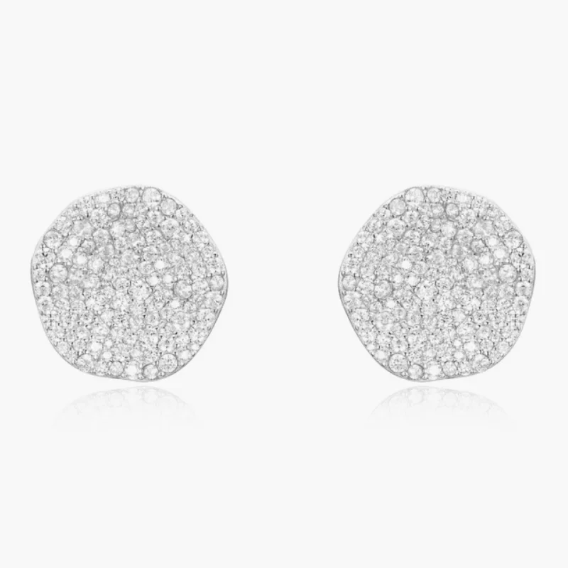 

BELLUX 925 Silver Synthetic Zircon Earrings Moon God Coin Earrings Silver Full Diamond Light Luxury Fashion Earrings for Women