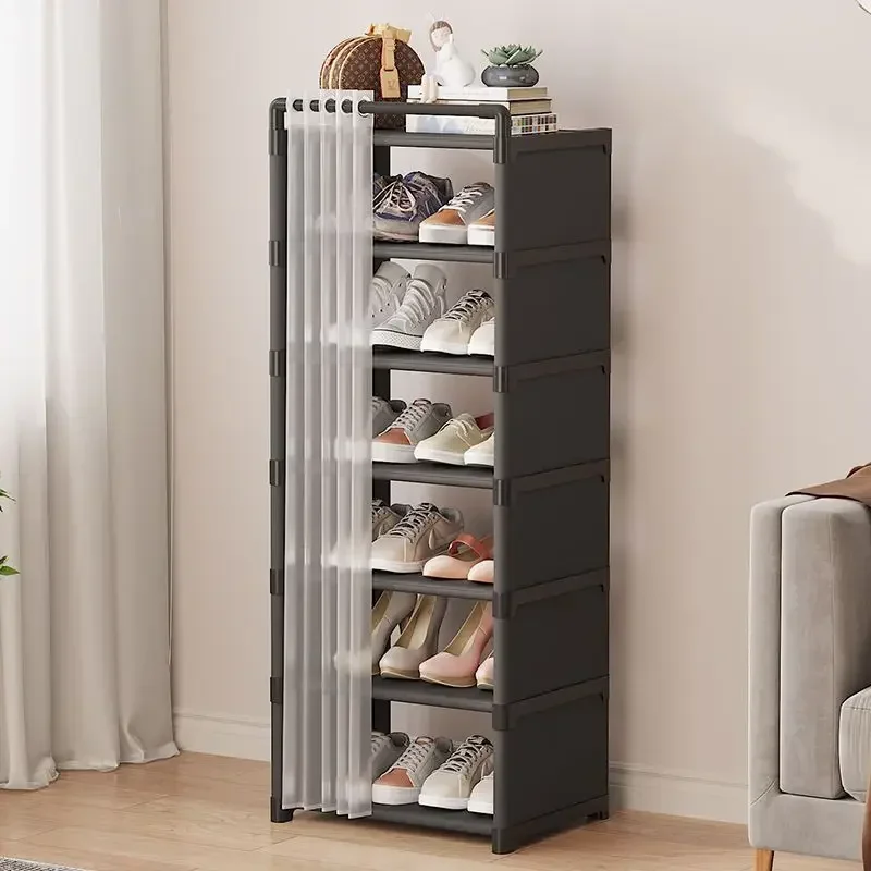 

Practical Sturdy Shoe Racks Organizer for Home Rental Houses Black White Dust-Proof Doors Multi-Storey 6/7Layers Shoe Storage