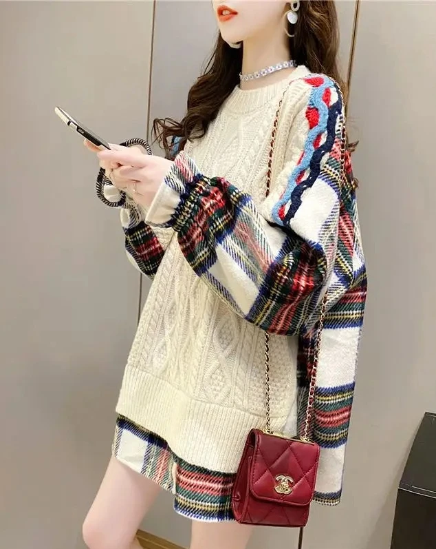 

Autumn and Winter New Pullover Sweater Women's Korean Version Loose Large Fried Dough Twists Knitwear Womenwinter Clothes