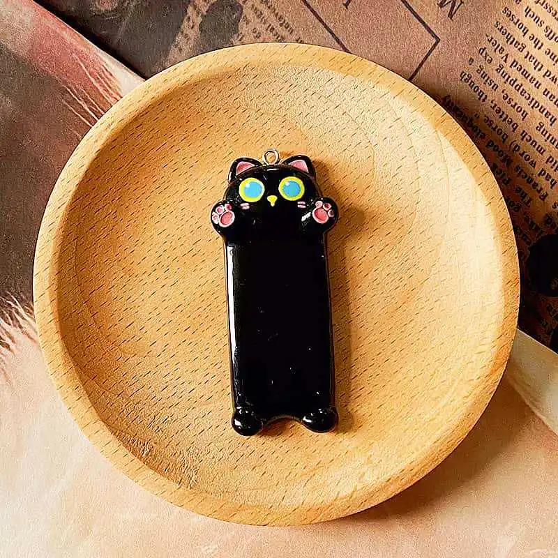 10Pcs Kawaii Long Cat Resin Charms for Jewelry Making Funny Cute Animals Pendants Flatback DIY Keychains Findings