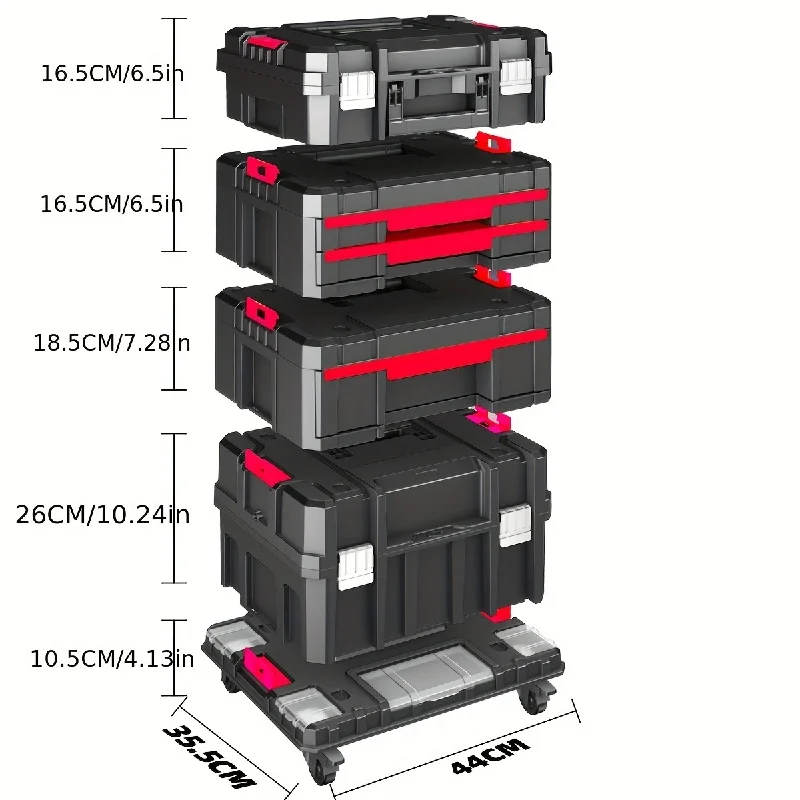 DELIXI ELECTRIC Multifunctional Stackable Toolbox,Large Capacity Mobile Combo Toolbox,Sold Separately,Supports Free Combination