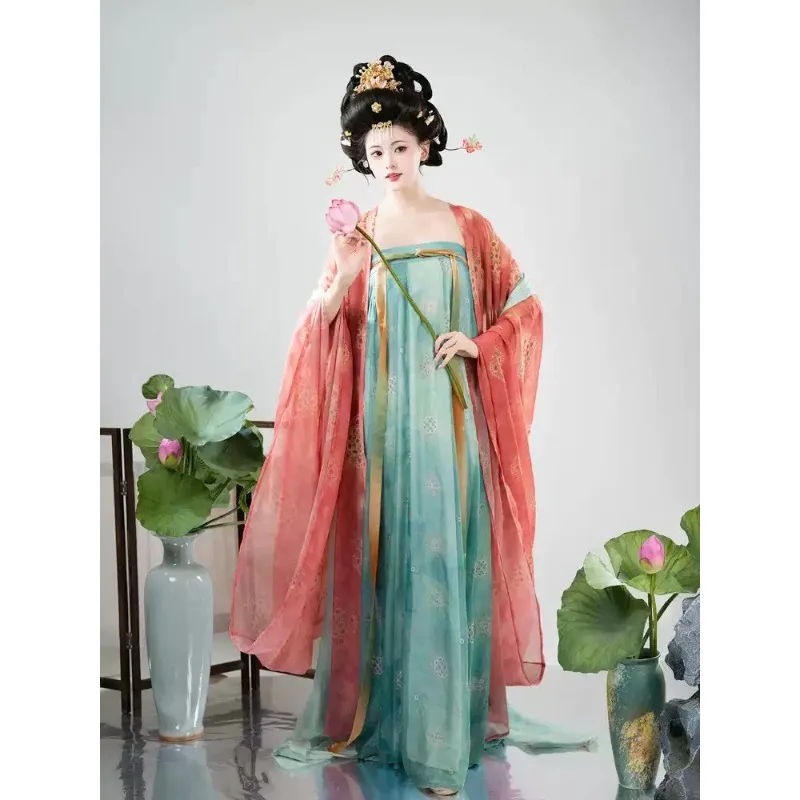 Hanfu restores Tang style to show thinness, chest-length skirt, large-sleeved shirt girl's mountain late spring and summer suit,