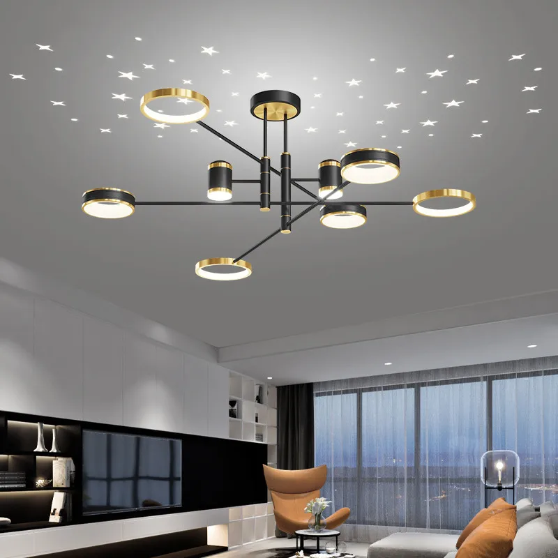 2024 Modern LED Chandelier For Living Room Bedroom Dining Room Kitchen Smart Remote Ceiling Pendant Light Indoor Decorative Lamp