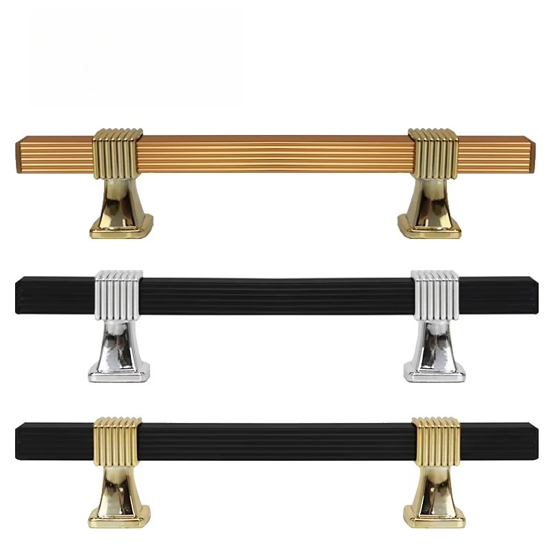 

Black Golden Furniture Handles Modern Door Knobs for Kitchen Cabinets Bedroom Drawers Wardrobes-Factory Low Price Zinc