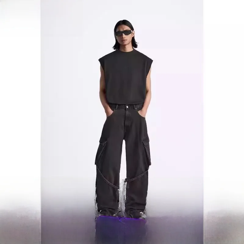 

Spring Autumn New Sle Men's Loose Waed Workwear Casual Jeans Wide Leg Pants Comfortable Straight Cut Busin Casual