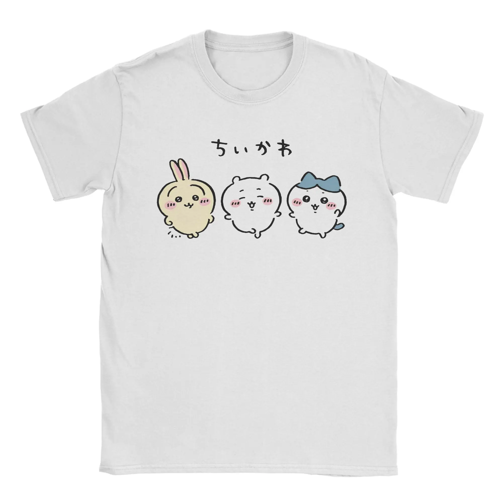 Chiikawas Catoon T-Shirts für Herren und Damen, 100 % Baumwolle, Freizeit-Kurzarm-T-Shirt mit O-Ausschnitt, Geschenk-T-Shirts – Detail 4