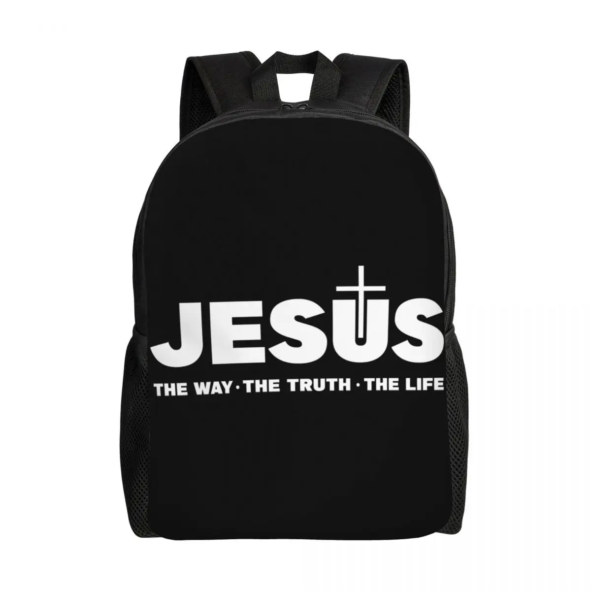 Custom Jesus Christ The Way The Truth The Life Backpack Waterproof College School Religion Christian Faith Bag Printing Bookbag