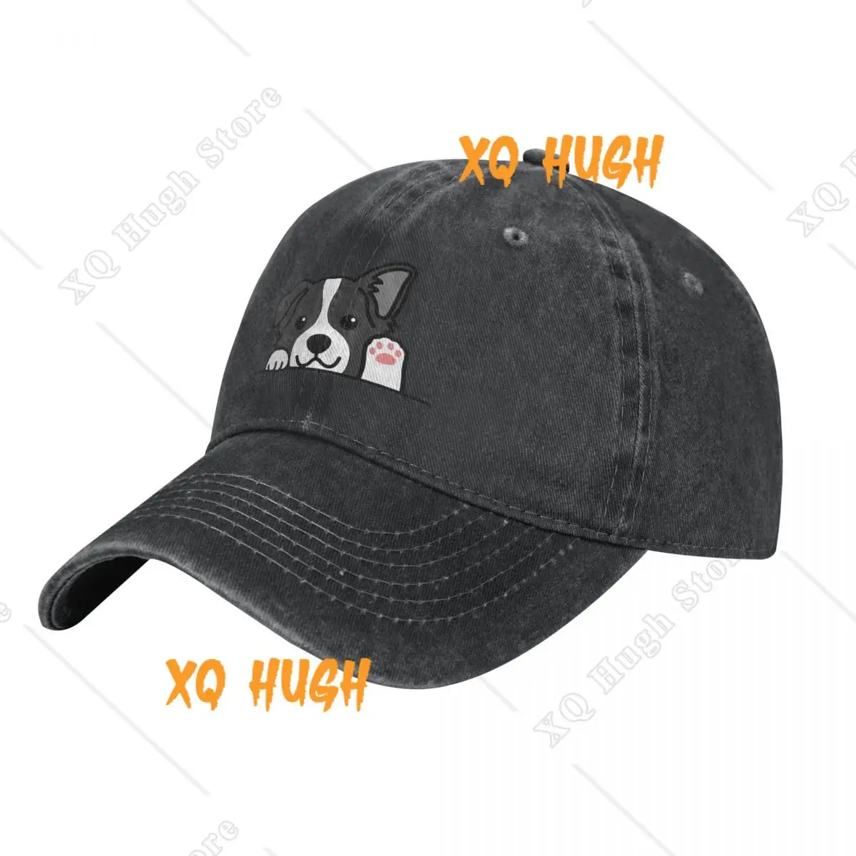 Cute Border Collie Dog Baseball Cap waving paw cartoon Outdoor Sport Washed Hip Hop Hats Female Male Casual Design Snapback Cap