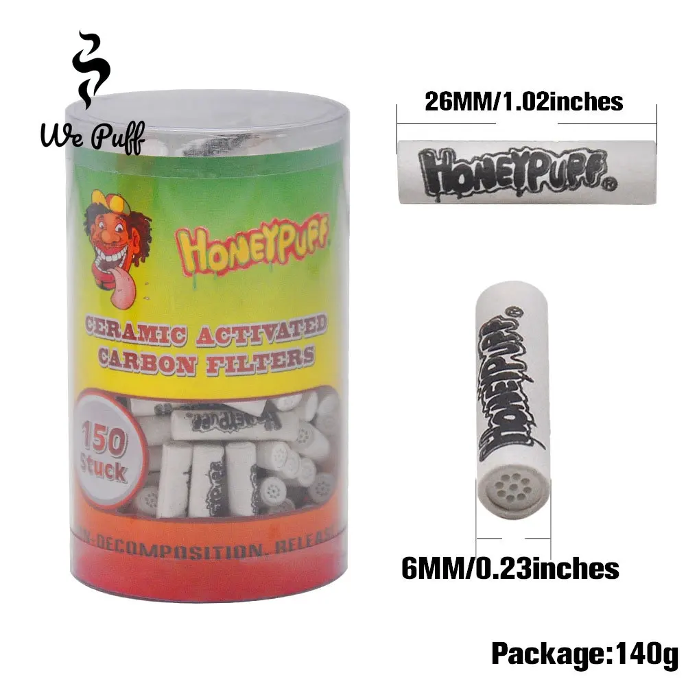 WE PUFF-filtro de carbón activo de 6mm y 7mm para pipa de tabaco, accesorios universales para quemar en seco, lote de 150 unidades