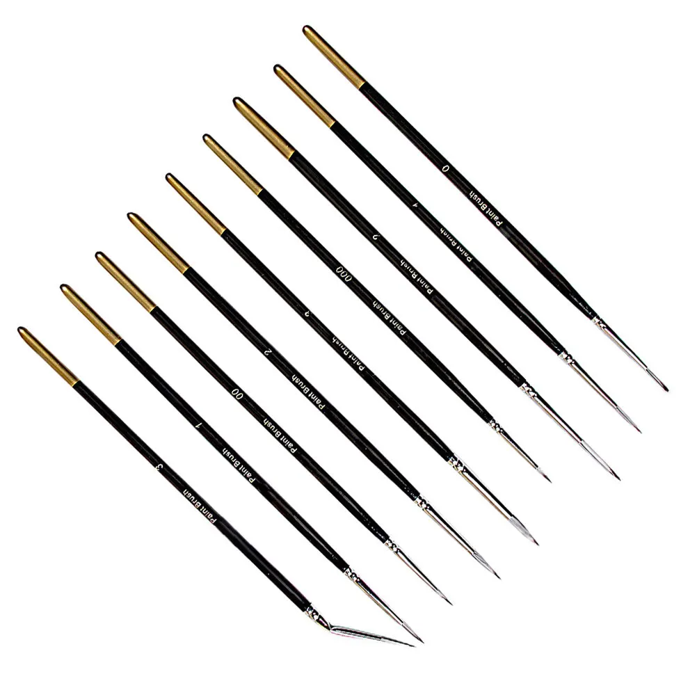 

Набор из 9 профессиональных нейлоновых кистей-линеров для акварели, масла, акрила, миниатюрной живописи и рисования