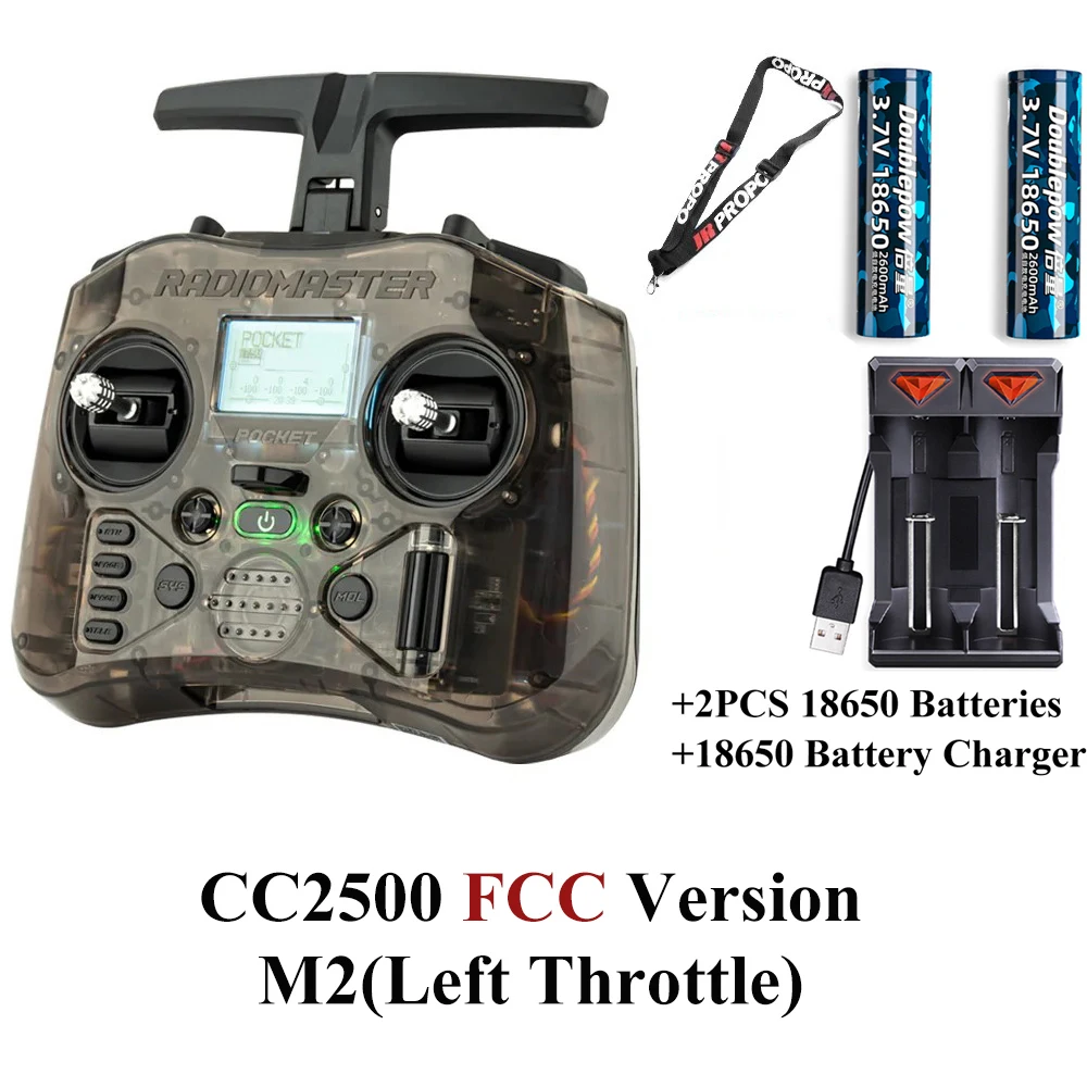 Radiomaster Pocket EdgeTX 2.4G Radio Controller FCC LBT (Mode2 Linkshänder-Drossel) CC2500 / ELRS Hall Gimbal-Sender
