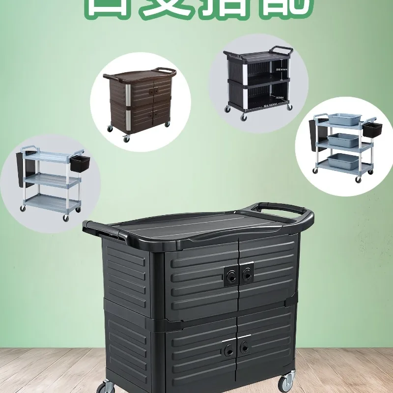 Food delivery truck with door, thermal insulation hotel food cart, trolley, hoarder, commercial restaurant, hotel trolley, three