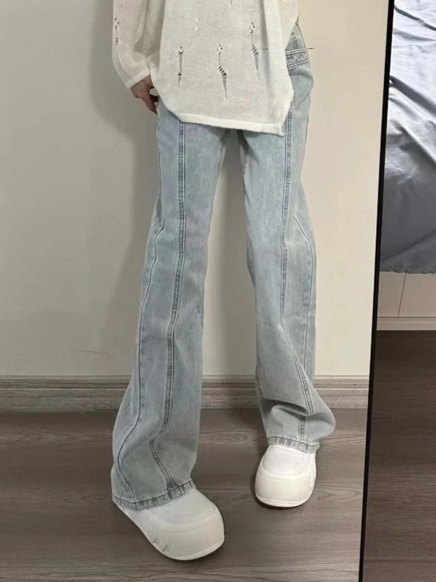 

High Waist Wide Leg Straight Cut Slimming Denim Jeans Women's Spring Summer Thin High Waist Straight Tube Micro Flare Long Pants
