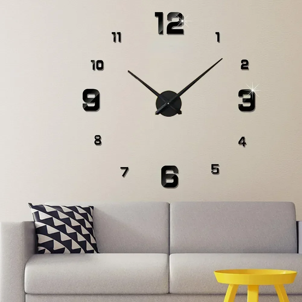 3D DIY Wall Decor Quartz Clock Fashion Watch Acrylic Mirror Stickers Modern Design Large Wall Clock Clocks Home Garden