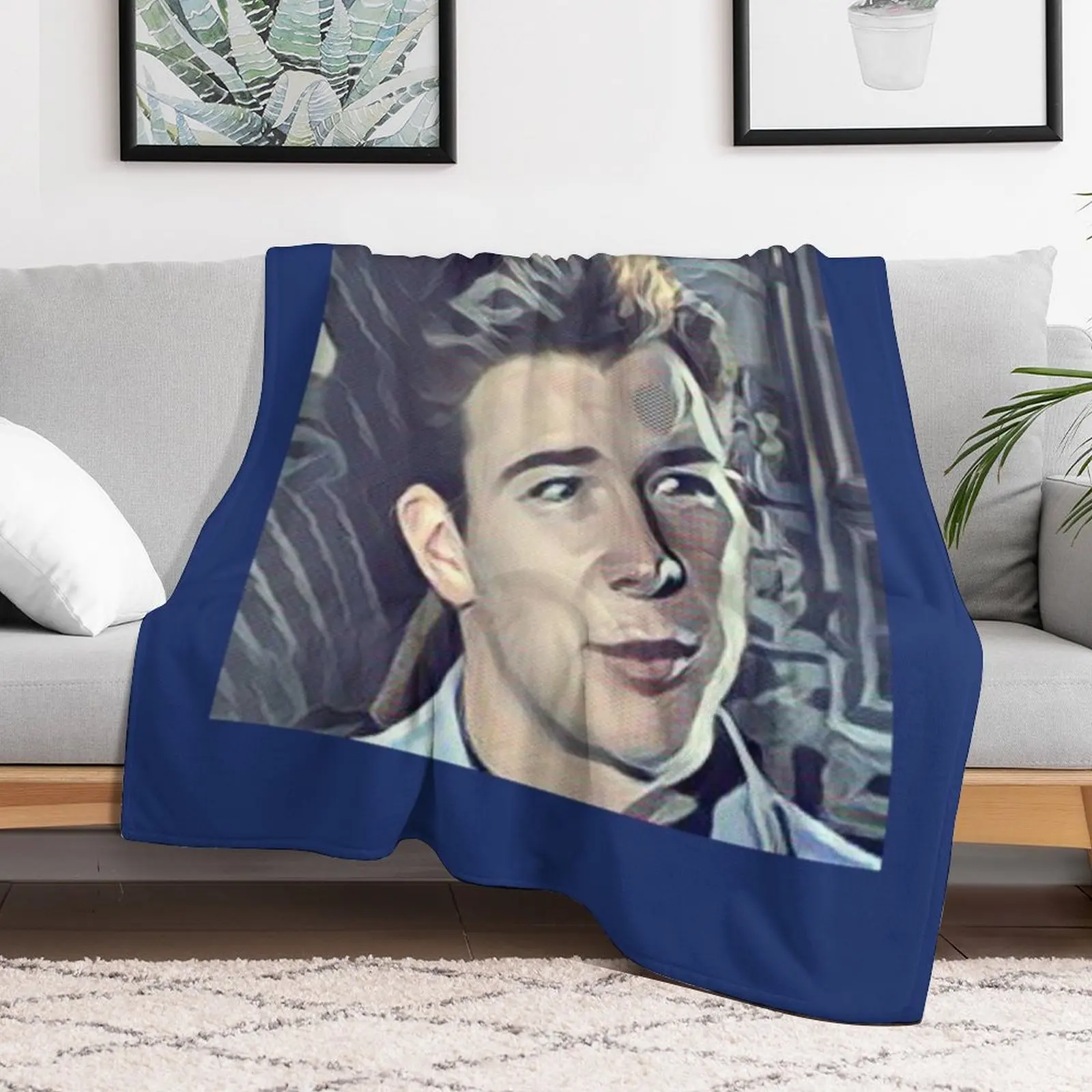 

Rick Astley Throw Blanket Plaid on the sofa Luxury Designer Moving Blankets