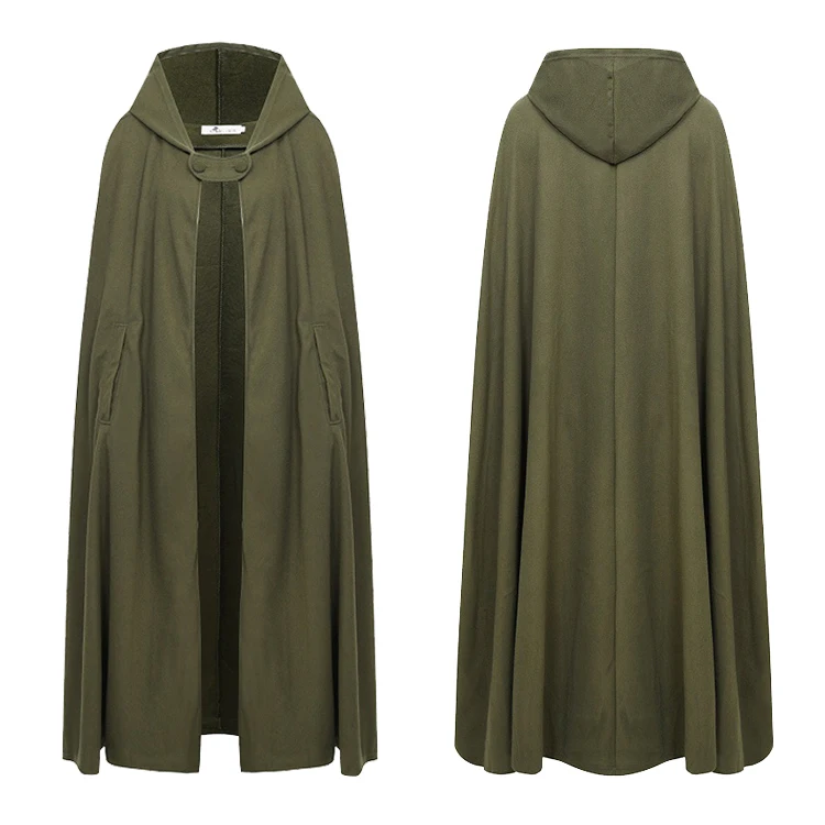 European and American Retro Hooded Lengthened Loose Cape Medieval Stage Performance Men Women Solid Color Cloak