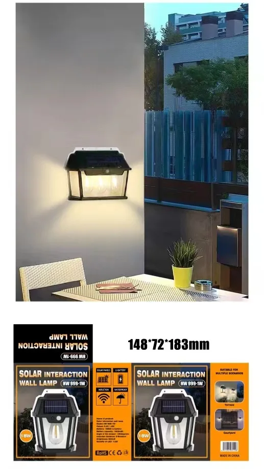 LED Solar Tungsten Light Human Body Induction Solar Wall Lamp Waterproof House Garden Yard Street Emergency Night Filament Lamps