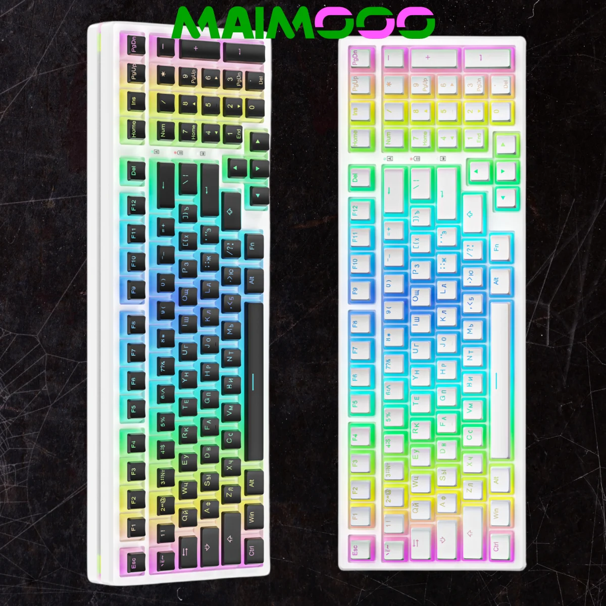 MAIMOOO Pudding Keycaps PBT OEM Russian Transparent Back Light for Mechanical Keyboards White Pink Black 87 Tkl 104 108 ISO