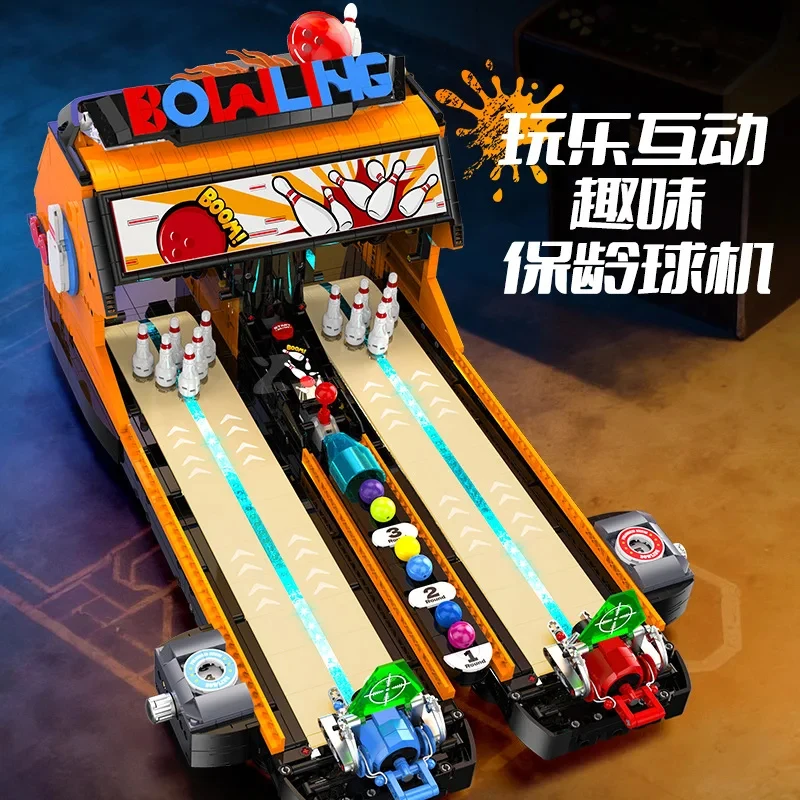 AUF LAGER XZ0020 MOC Technisches Bowling-Spielautomat-Bausatz Modellbausteine Spielzeug für Jungen Weihnachtsgeschenk-Set