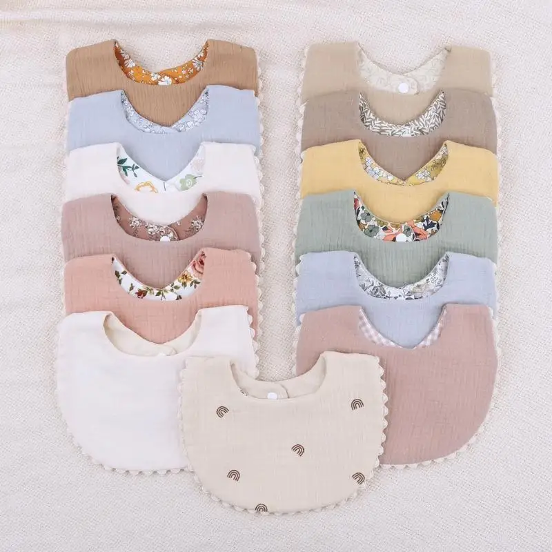 

G2TC Baby Bibs Unisex Boy Girl Breathable Drooling Bib Double Side Burp Cloth Snap Bibs Infant Teething Bibs Feeding Bandanas