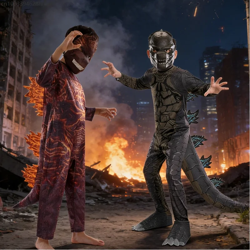 

Enfant Monster Cosplay Costume Lizard Jumpsuit with Tail Mask World Book Day Party Performance Fancy Dress for Junge