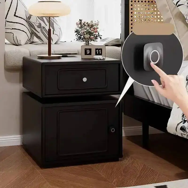 Mesa de Noche de Lujo Nórdica de Madera con Cajones para Dormitorio, Armario de Almacenamiento, Librero Criado Mudo, Muebles para el Hogar