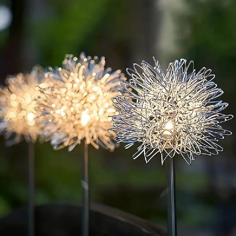 

Solar Aluminum Wire Dandelion Lawn Lights, IP65 Waterproof LED Garden Stake Lights, Auto On/Off Light Sensor Firework Ball Lamps