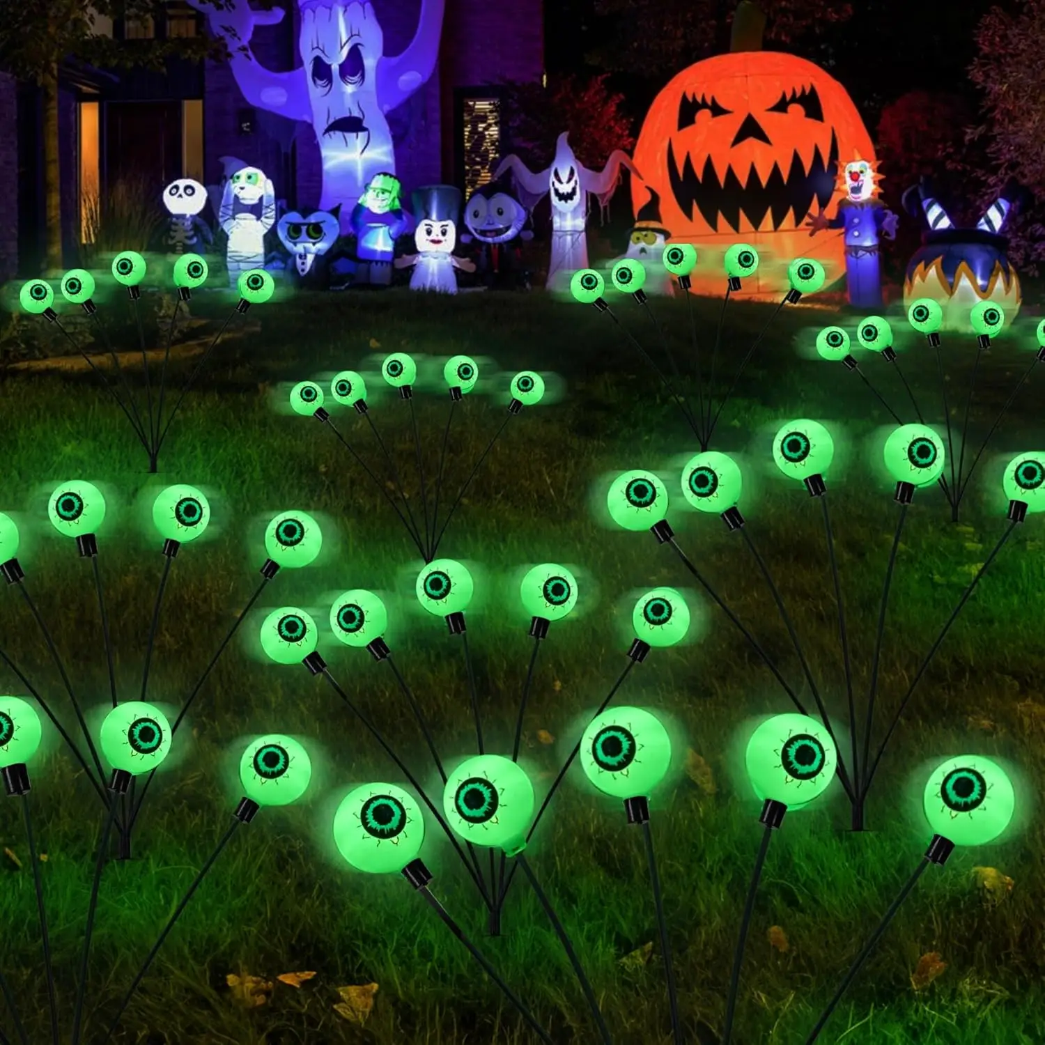 2/4/6 Pack Halloween Decorations Outdoor Solar Scary Eyeball Lights, Green Eyeball Lights, For Yard/ Garden/ Lawn/ Party Decor