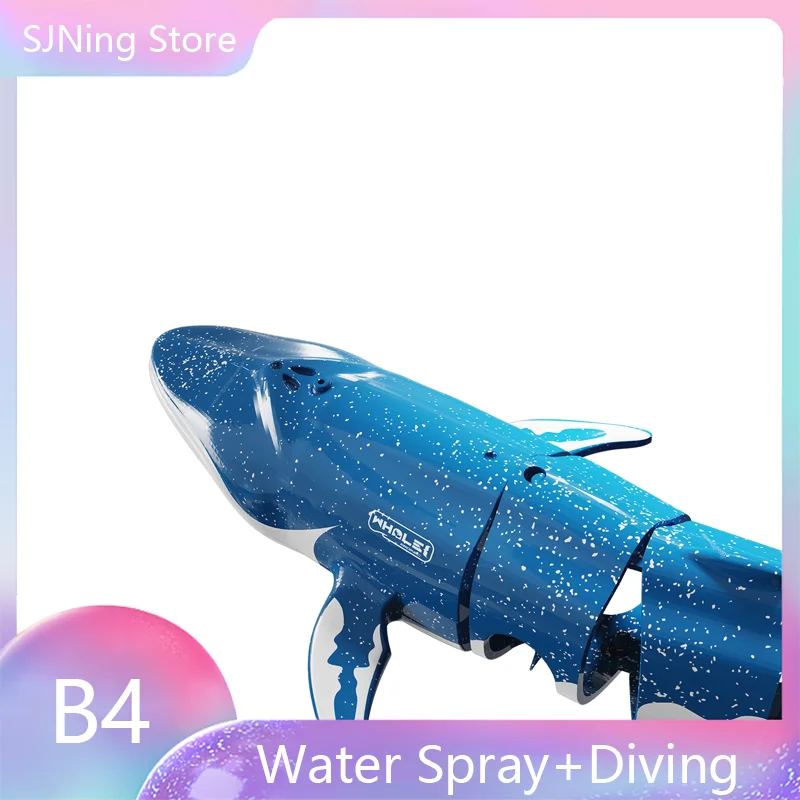 2.4Ghz Mini RC Electric Whale Water Spray And Diving Dual Motor Remote Control Animals Blue Gray Funny Toys Gifts Girls Boys