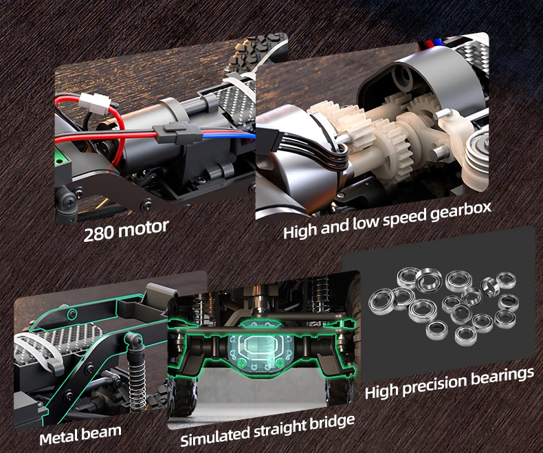 1:16 Schaal Rc Auto R1611 4x4 Off-Road Volledige Functie Rc Crawler Legering Constructie Met Realistische Led Koplampen En Daklicht