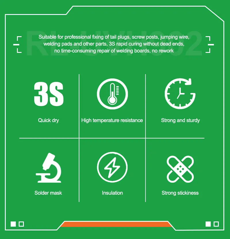 2 szt. RL-UVH902 10ML UV 3S szybkoschnący tusz do maski lutowniczej do naprawy telefonu komórkowego przewód skokowy + RL-014/014A/014C lampa utwardzająca UV