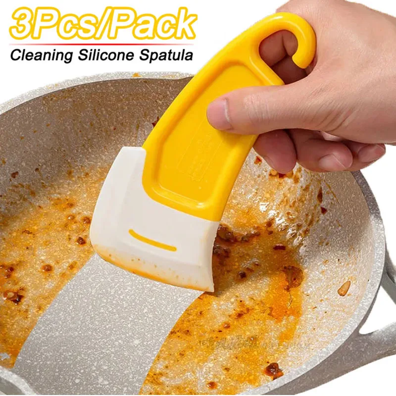 Silicone Soft Scraper Pan Cleaning Scraper Kitchen Dirty Fry Pan Dish Pot Cleaning Brush Washing Scraper Kitchen Cleaning Tools