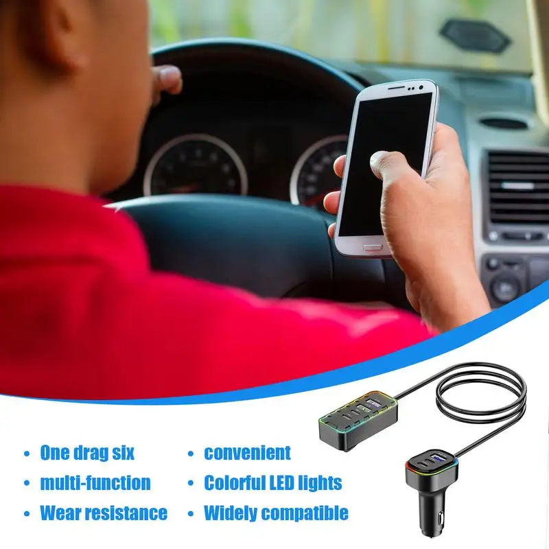 Cell Phone Automobile Chargers Plug And Play USB Phone Charger Stylish Auto Adapter With LED Light Multipurpose Charger Adapter