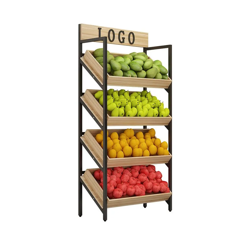 Fruit Shelf Supermarket Fresh Fruit and Vegetable Shelf Display Shelf Commercial Multi-layer