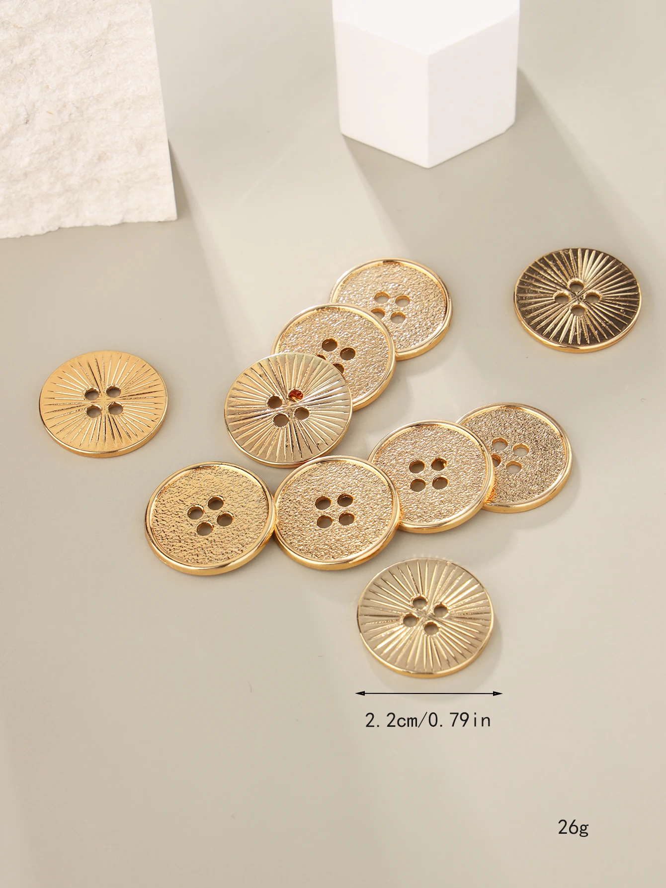 10pcs/Set Classic Round Flatback Buttons Jewelry DIY Hand Sewing 4 Holes Metal Buttons Apparel Accessories All Match