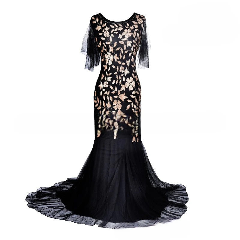 MULONG Spring And Summer Black Evening Dresses New Banquet Noble Elegant Long Slimming Fishtail Host Formal Occasion Dress