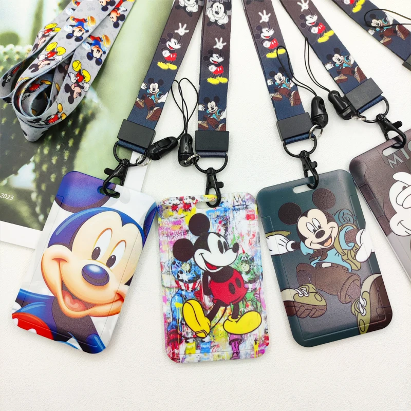 ديزني ميكي معرف شارة حامل الرقبة حزام الباب حاملي بطاقات اسهم الفتيات الفتيان ديزني المفاتيح حامل الاعتماد الصغيرة الاطفال هدية