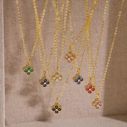 HECHENG, 18K Gold-plated CZ Stone Exquisite And Compact Flower Shaped Women's Necklace Collarbone Chain Dropshipping