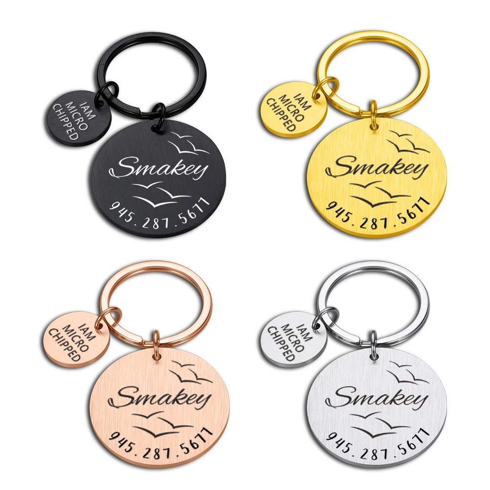 

Personalized Keychain Customized Pet Name Number Tag Pet Dog Cat Keychain Collar ID Tag Necklace Collar Pet Accessories