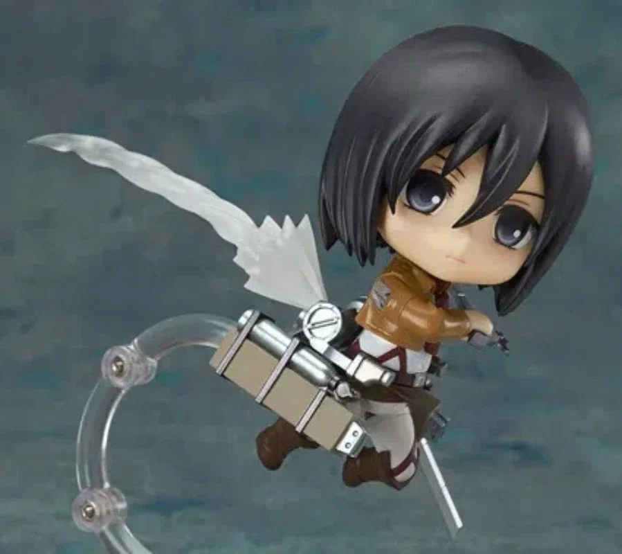 10cm anime ataque em titã mikasa ackerman q versão kawaii conjunta substituível figuras de ação pvc modelo mesa decoração brinquedo presente encaixotado