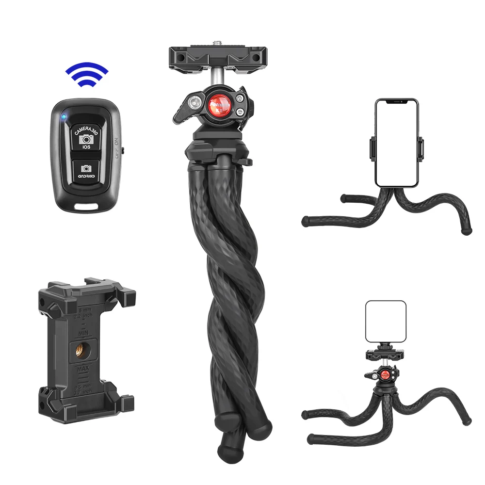 

SH DSLR Camera Smartphone Holder Vlog Tripod Flexible Tripod with Adjustable Ballhead Cold Shoe for LED Light Microphone